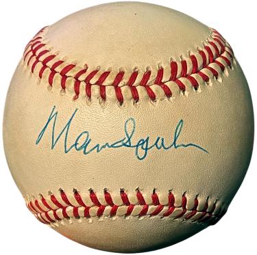 Warren Spahn signed Official Rawlings RONL National League Baseball minor tone- COA (Braves/HOF) Warren Spahn signed Official Rawlings RONL National League Baseball minor tone- COA (Braves/HOF)