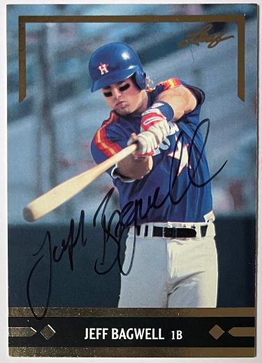 Jeff Bagwell signed 1991 Leaf Gold Rookies (RC) On Card Auto #BC14 (Houston Astros) Jeff Bagwell signed 1991 Leaf Gold Rookies (RC) On Card Auto #BC14 (Houston Astros)