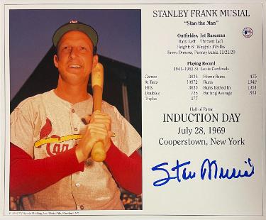 Stan Musial signed St. Louis Cardinals MLB Licensed Hall of Fame Induction Day 8x10 Photo/Card imperfect- Tuff Stuff COA/Ticket Stan Musial signed St. Louis Cardinals MLB Licensed Hall of Fame Induction Day 8x10 Photo/Card imperfect- Tuff Stuff COA/Ticket