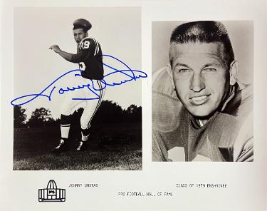 Johnny Unitas signed Baltimore Colts B&W HOF 8x10 Photo- Tuff Stuff LOA (HOF)