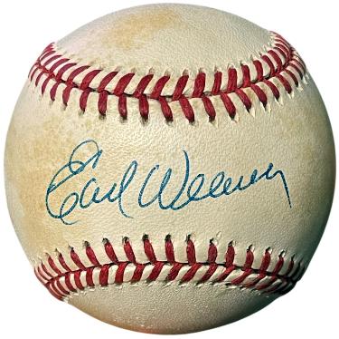 Earl Weaver signed ROAL Rawlings Official American League Baseball toned- COA (Baltimore Orioles/HOF)