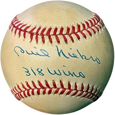 Phil Niekro signed RONL Official National League Baseball 318 Wins toned- COA (Braves/HOF)