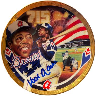 Hank Aaron Signed 1994 Hamilton Collection 6.5 LTD ED 23KT Gold 715 HR Collector Plate -Beckett (Braves/HOF)