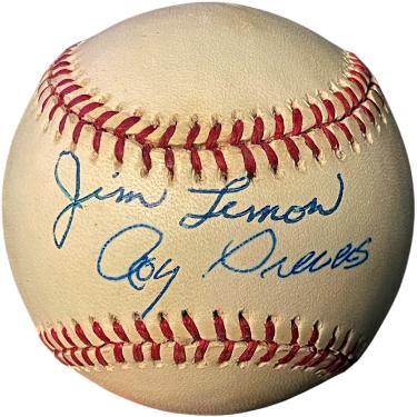 Jim Lemon & Roy Sievers dual signed ROAL Rawlings Official American League Baseball minor tone- COA (Washington Senators)