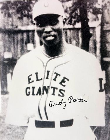 Andy Porter signed Elite Giants Negro League Vintage B&W 8x10 Photo imperfect- COA/CSA Show Ticket