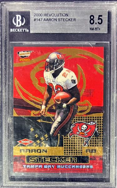 Aaron Stecker 2000 Revolution Rookie Card #147 (RC) 111/300- Beckett/BGS Graded 8.5 NM-MT+ (w/ Sub-Grades/Tampa Bay Buccaneers)
