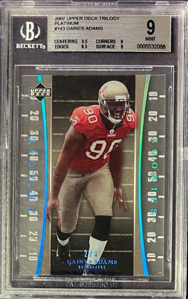 Gaines Adams 2007 Upper Deck Trilogy Platinum Rookie Card 2/3- BGS/Beckett Graded 9 Mint (w/ Sub-Grades/Tampa Bay Buccaneers)