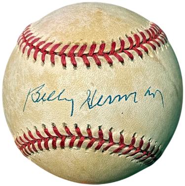 Billy Herman signed Official RONL Rawlings National League Baseball toned- COA (Chicago Cubs/HOF)