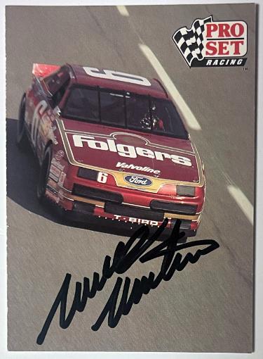 Mark Martin signed 1991 Pro Set Racing On Card Auto #6 Folgers- COA