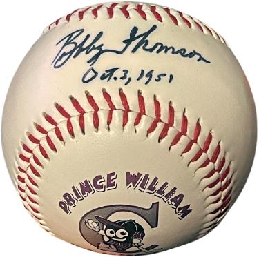 Bobby Thomson signed Prince William Cannons Fotoball Oct. 3, 1951- COA