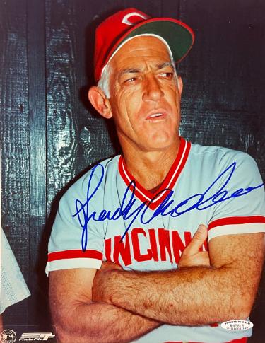 Sparky Anderson signed Cincinnati Reds MLB Licensed 8x10 Photo- Sports World Collectibles #A47615/COA