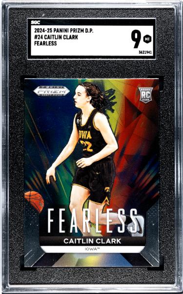 Caitlin Clark 2024-25 Panini Prizm Draft Picks Fearless Rookie Card (RC)- SGC Graded 9 Mint (Iowa/Indiana Fever)