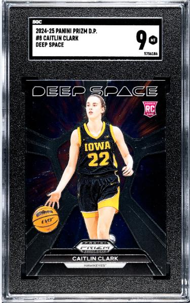 Caitlin Clark 2024-25 Panini Prizm Draft Picks Deep Space Rookie Card (RC) #8- SGC Graded 9 Mint (Iowa/Indiana Fever)