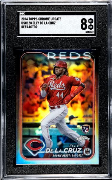 Elly De La Cruz 2024 Topps Chrome Update Refractor Card #USC150- SGC Graded 8 NM-MT (Cincinnati Reds)