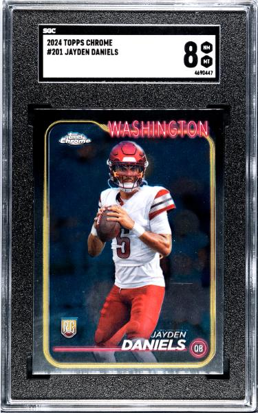 Jayden Daniels 2024 Topps Chrome Rookie Card (RC) #201- SGC Graded 8 NM-MT (Washington Commanders)