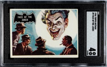 Batman 1966 Topps Face of the Joker Card #9- SGC Graded 4 VG-EX