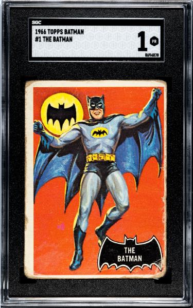 Batman 1966 Topps Rookie Card (RC) Black Bat #1 - SGC Graded 1 Poor