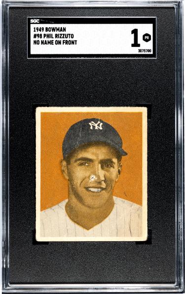 Phil Rizzuto 1949 Bowman Card #98- SGC Graded 1 Poor (no name on front/New York Yankees/HOF)