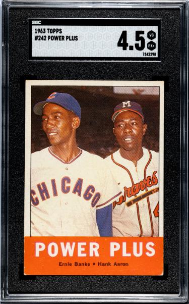 1963 Topps Power Plus Card #242- Ernie Banks/Hank Aaron- SGC Graded 4.5 VG-EX+
