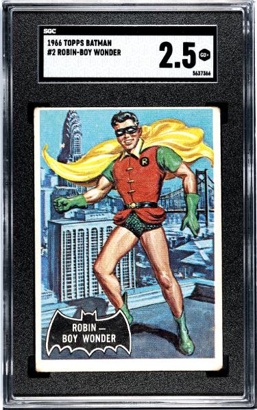 Batman 1966 Topps Robin-Boy Wonder Rookie (RC) Card #2 Black Bat- SGC Graded 2.5 Good+