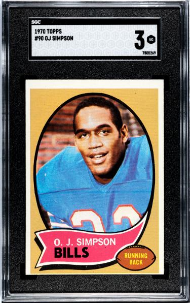 OJ/O.J. Simpson 1970 Topps Rookie Card (RC) #90- SGC Graded 3 VG (Buffalo Bills/HOF)