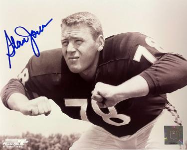 Stan Jones signed Chicago Bears NFL Licensed Vintage B&W 8x10 Photo- COA (HOF/7X Pro Bowl)