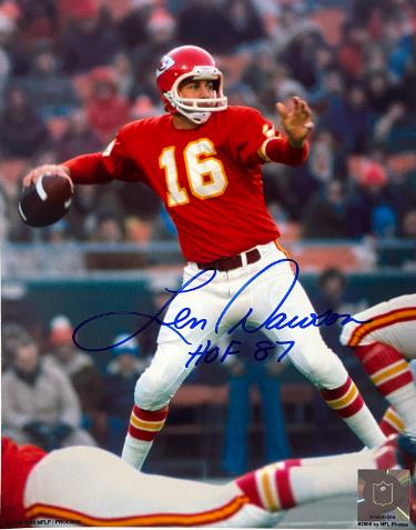 Len Dawson signed Kansas City Chiefs NFL Licensed 8x10 Photo HOF 87 imperfect- COA/Show Ticket