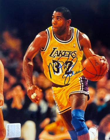 Magic Johnson signed Los Angeles Lakers NBA Licensed 8x10 Photo imperfect- Prince Of Cards/Darren Prince COA