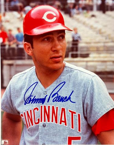Johnny Bench signed Cincinnati Reds MLB Licensed 8x10 Photo- Tuff Stuff COA (HOF/Big Red Machine)