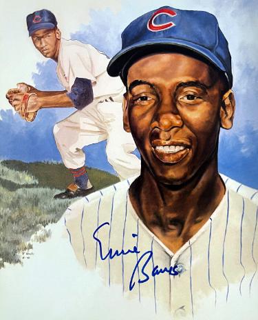 Ernie Banks signed Chicago Cubs 8x10 Collage Photo- COA (HOF/Mr. Cub/14X All Star)