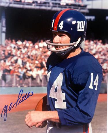 YA (Y.A.) Tittle signed New York Giants Color 8x10 Photo imperfect- COA/CSA Show Ticket