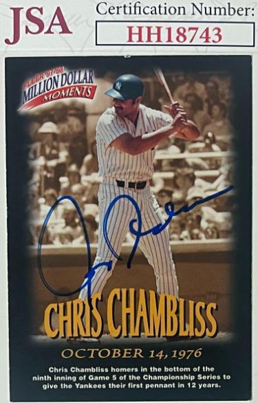 Chris Chambliss signed 1997-98 Fleer Million Dollar Moments On Card Auto #37- JSA #HH18743 (New York Yankees)