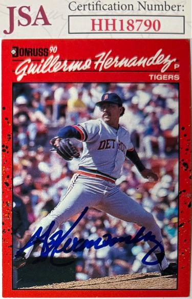 Guillermo Hernandez signed 1990 Donruss On Card Auto #610- JSA #HH18790 (Detroit Tigers)
