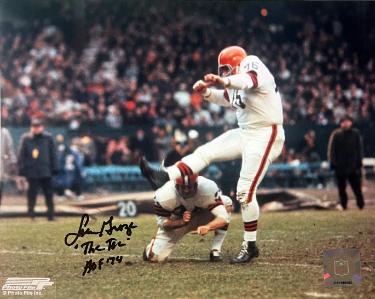 Lou Groza signed Cleveland Browns NFL Licensed 8x10 Photo dual "The Toe" & HOF 74- COA/Show Ticket