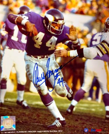 Chuck Foreman signed Minnesota Vikings NFL Licensed 8x10 Photo #44 imperfect- COA/CSA Show Ticket