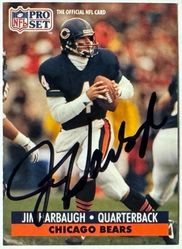 Jim Harbaugh signed 1991 Pro Set On Card Auto #104 - COA (Chicago Bears)