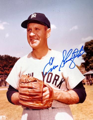 Enos Slaughter signed New York Yankees MLB Licensed 8x10 Photo- COA (HOF)