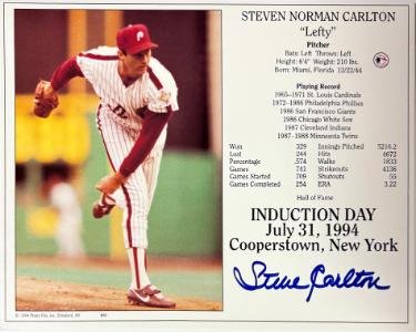 Steve Carlton signed Philadelphia Phillies MLB Licensed Hall of Fame Induction Day 8x10 Photo/Card- COA/Show Ticket