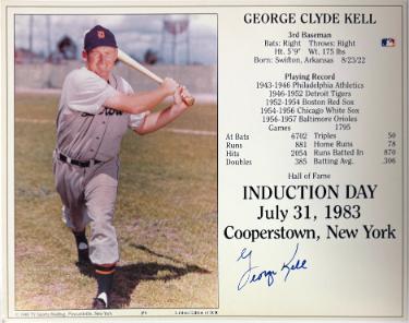 George Kell signed Detroit Tigers MLB Licensed Hall of Fame Induction Day 8x10 Photo/Card- COA