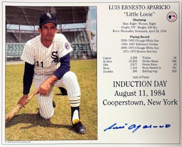 Luis Aparicio signed Chicago White Sox MLB Licensed Hall of Fame Induction Day 8x10 Photo/Card- COA