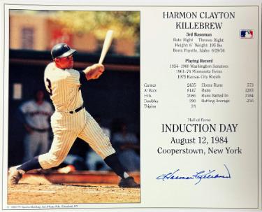 Harmon Killebrew signed Minnesota Twins MLB Licensed Hall of Fame Induction Day 8x10 Photo/Card- COA