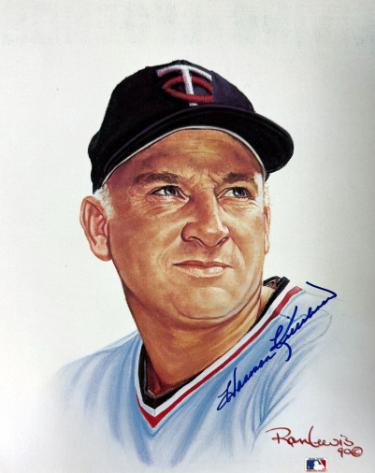 Harmon Killebrew signed Minnesota Twins MLB Licensed Ron Lewis 90 8x10 Photo- COA (HOF)