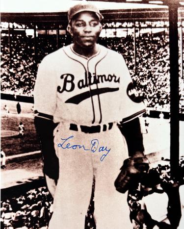 Leon Day signed Baltimore Elite Giants Negro League Sepia Tone 8x10 Photo- Tuff Stuff COA/Show Ticket