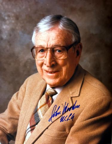John Wooden signed 8x10 Photo UCLA imperfect- COA (UCLA Bruins/Coach/HOF)