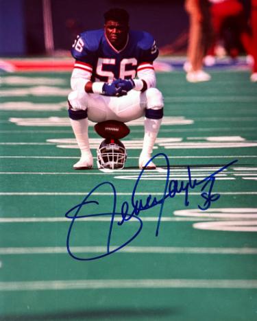 Lawrence Taylor signed New York Giants 8x10 Photo #56 minor dings- NFL Alumni, Inc. LOA (HOF)
