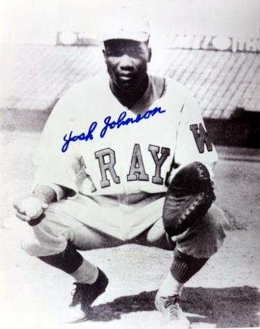 Josh Johnson signed Homestead Grays Negro League Vintage B&W 8x10 Photo minor dings- COA/CSA Show Ticket