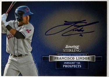 Francisco Lindor 2012 Bowman Sterling Prospect Rookie On Card Auto (RC) #BSAP-FL (Cleveland)