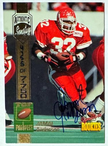 Jamal Anderson signed 1994 Signature Rookies Top Prospect On Card Auto- /7750 (UTAH/FALCONS)