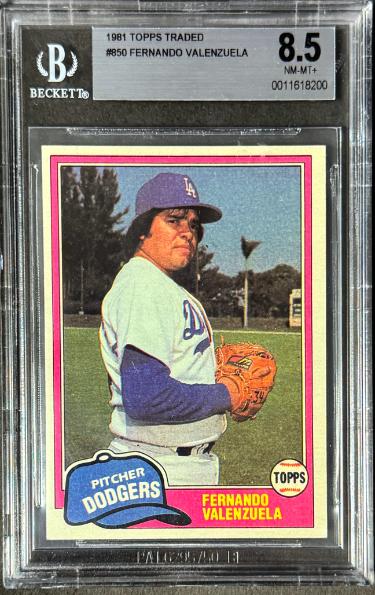 Fernando Valenzuela 1981 Topps Traded Rookie Card (RC) #850- Beckett/BGS Graded 8.5 NM-MT+ (Los Angeles Dodgers)