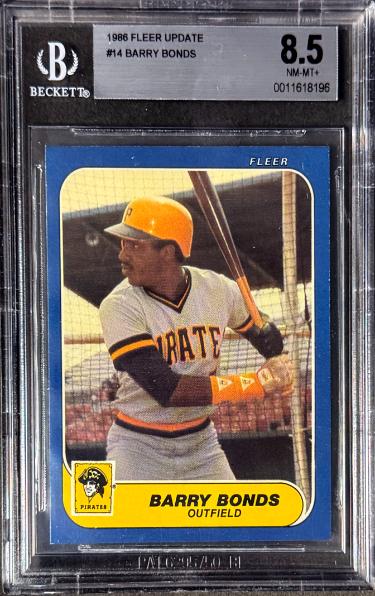 Barry Bonds 1986 Fleer Update Rookie Card (RC) #14-Beckett/BGS Graded 8.5 NM-MT+ (Pittsburgh Pirates)
